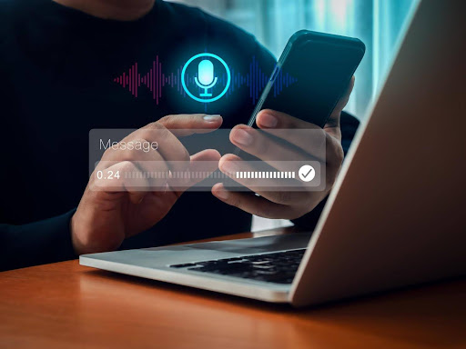 Woman working on her laptop with AI.